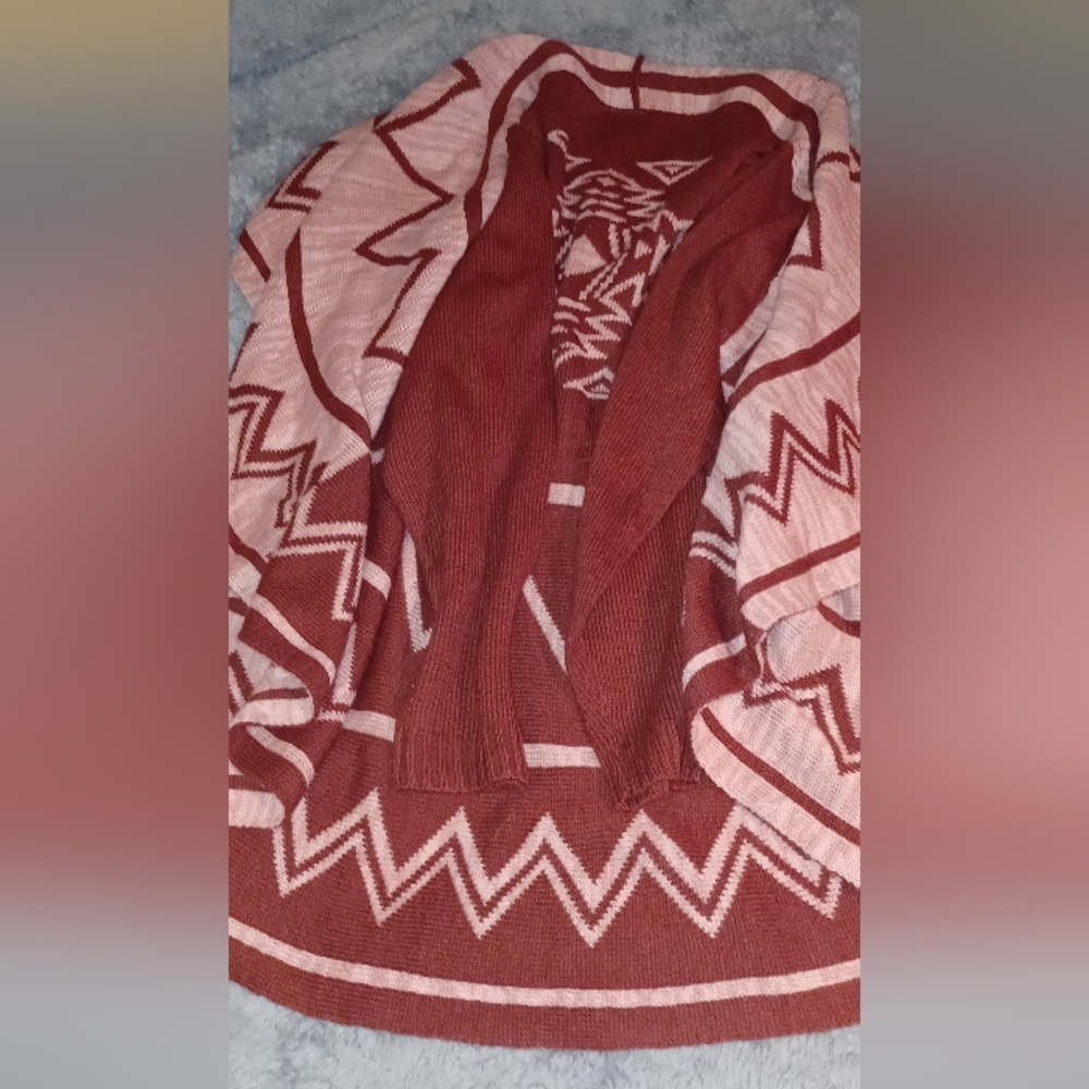 New Allison Brittney Pink and Red Southwestern Cartigan